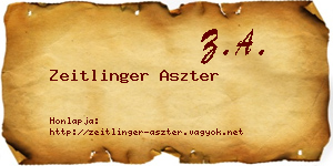 Zeitlinger Aszter névjegykártya